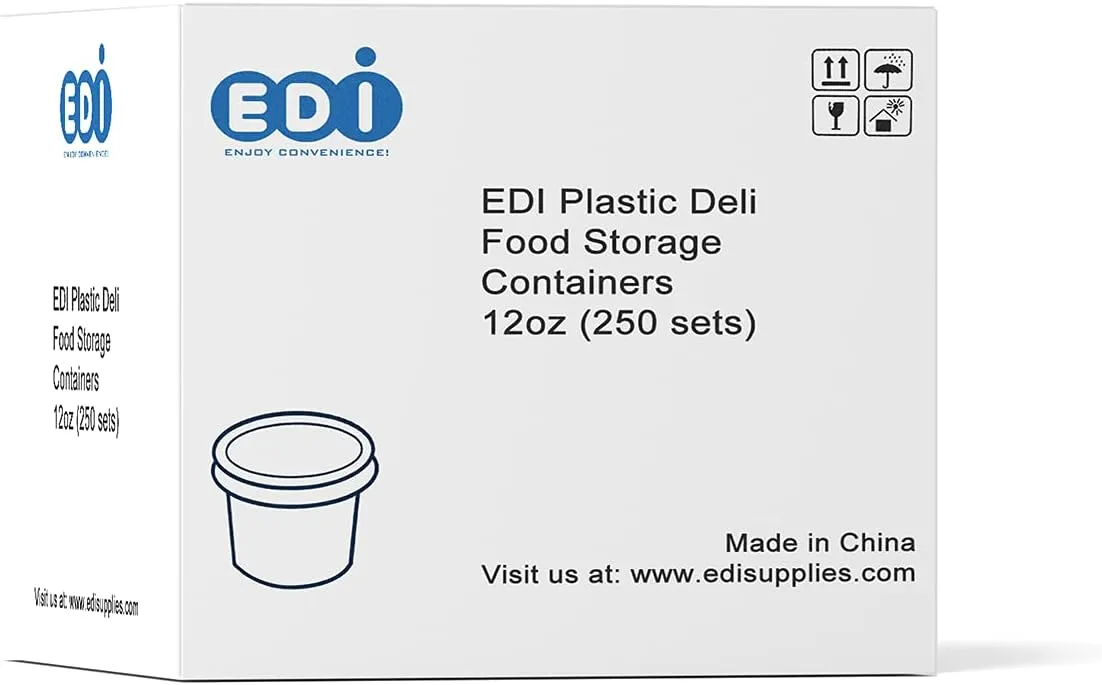 EDI [12 OZ, 250 Sets] Wholesale Plastic Deli Food Storage Containers with Airtight Lids | Microwave-, Freezer-, Dishwasher-Safe | BPA Free | Heavy-Duty | Meal Prep | Leakproof | Recyclable