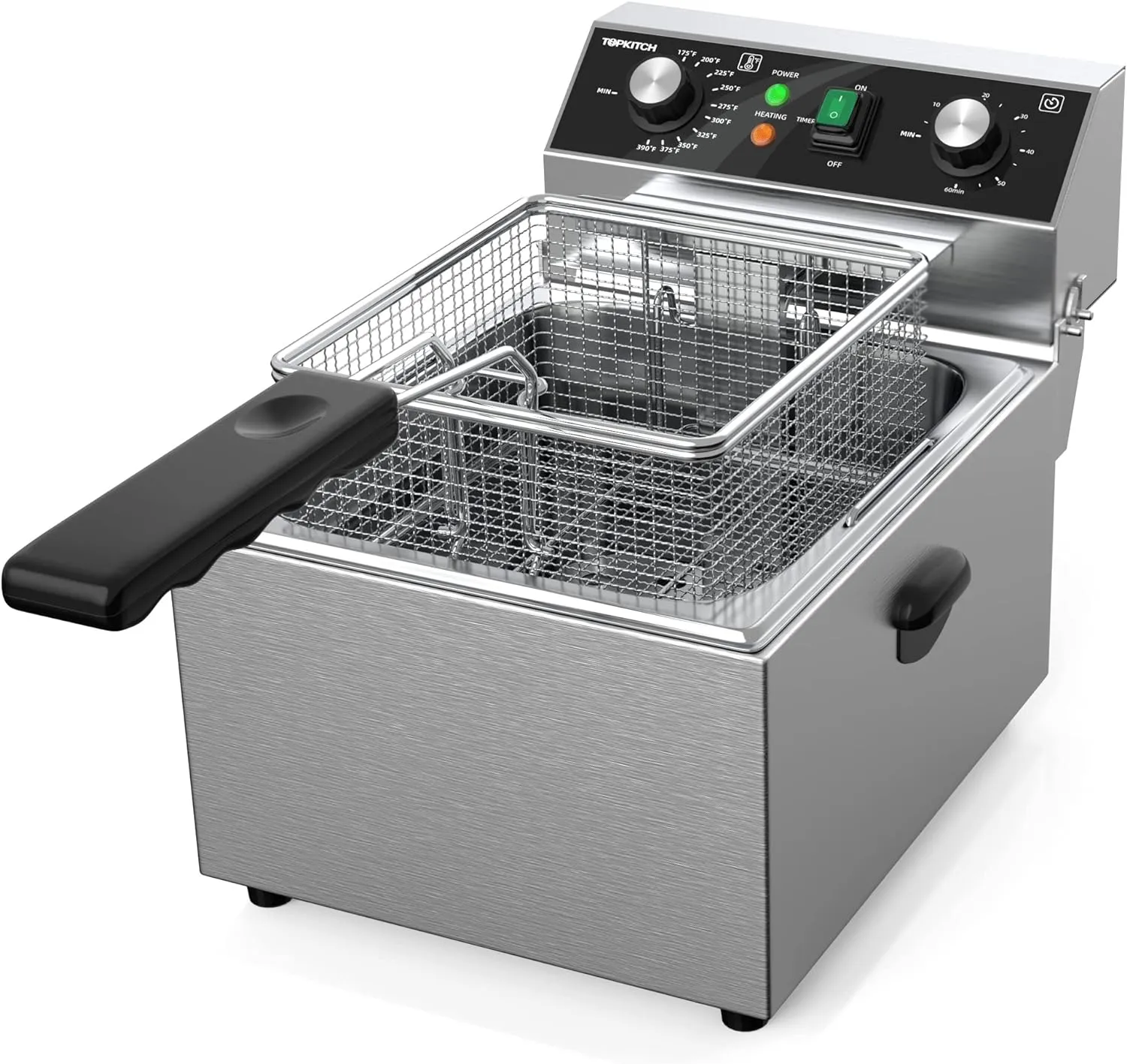 Electric Deep fryer Stainless Steel with Basket & Lid Capacity 10L(10.5QT) Countertop Fryers for Home Kitchen and Restaurant with 60 Minute Timer, 1800 Watts, 120V