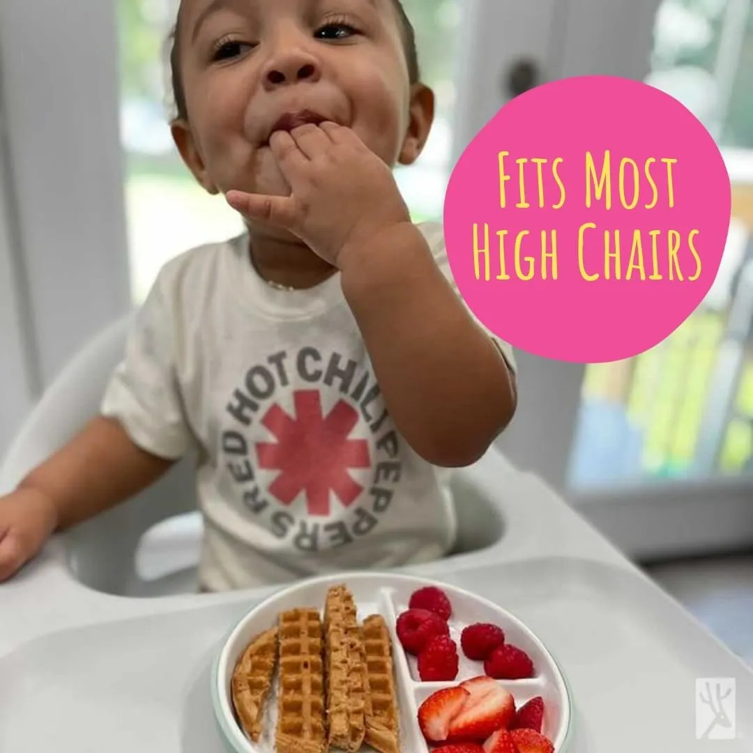 Elk and Friends Kids 7.8” Porcelain White Plates with Silicone Sleeves | Divided Plates | Suitable for Kids/Toddlers | Microwave & Dishwasher Safe | Non Slip | Snack Dishes…