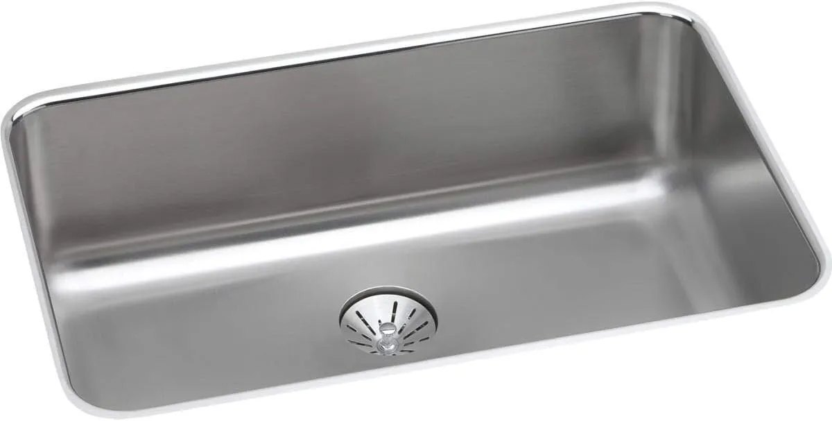 Elkay ELUH2416PD Lustertone Classic Single Bowl Undermount Stainless Steel Sink with Perfect Drain,26.28 x 12.51 x 30.66 inches