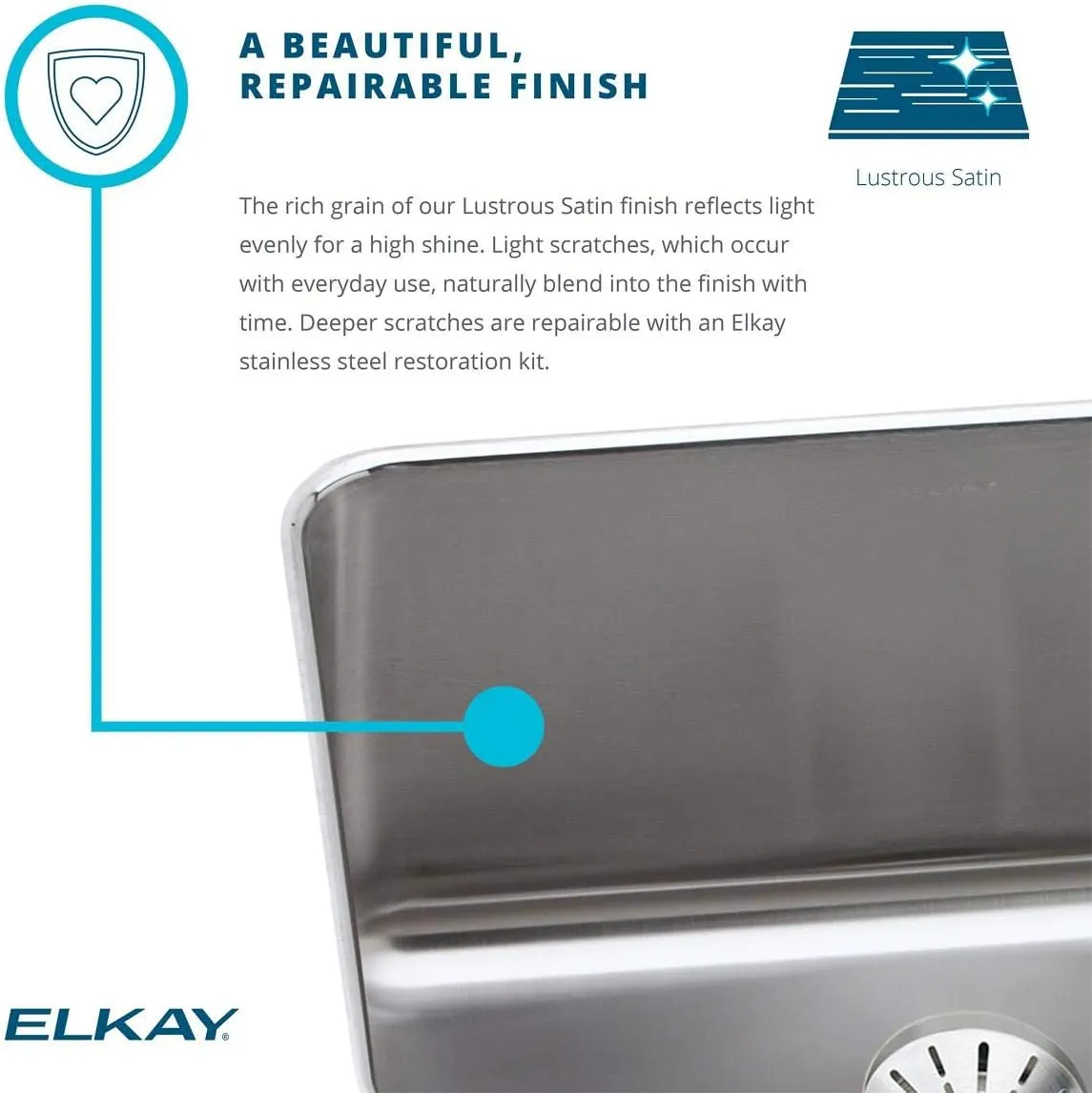 Elkay ELUH311810PD Lustertone Classic Double Bowl Undermount Stainless Steel Sink with Perfect Drain