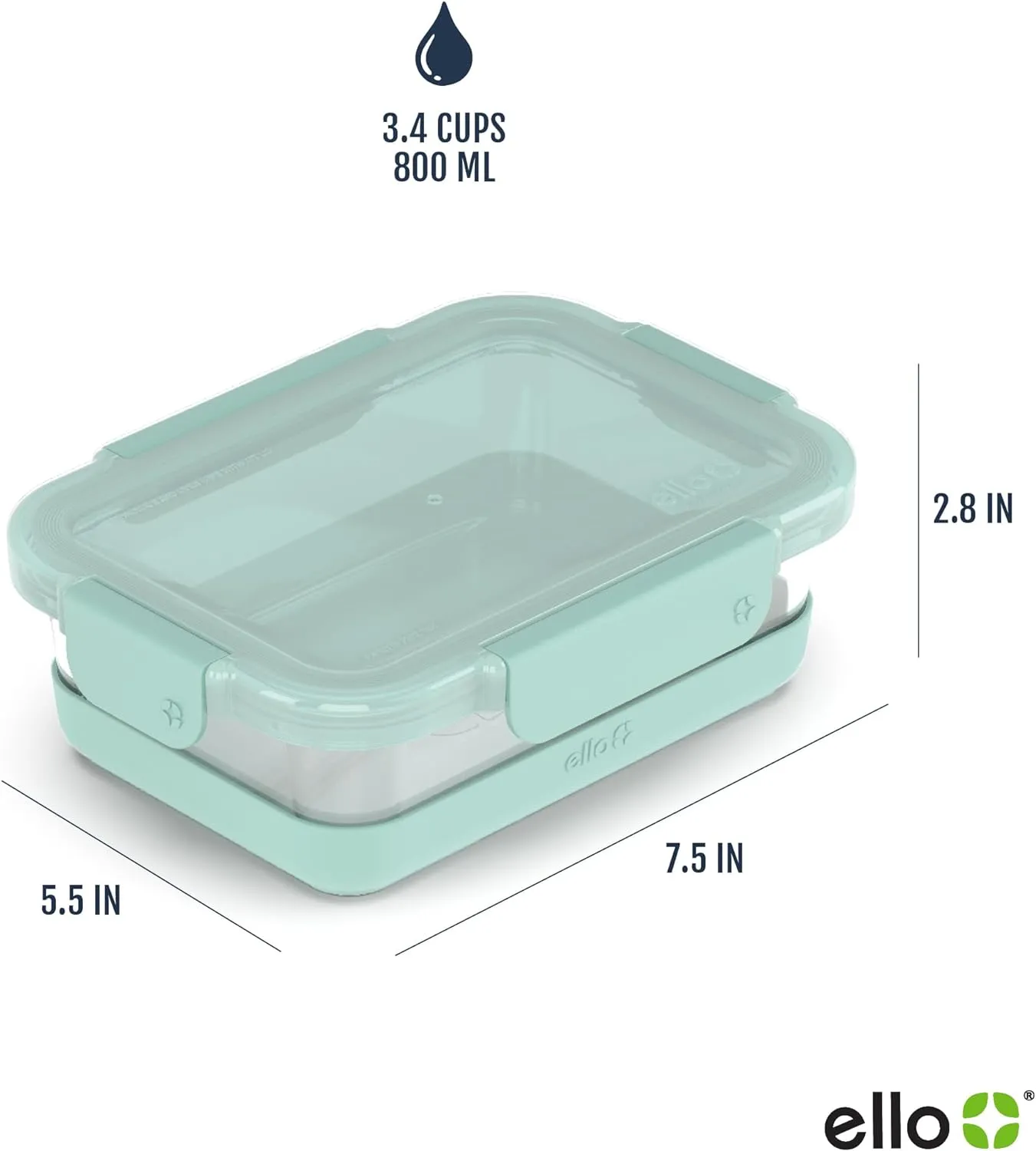 Ello Duraglass 3.4 Cup Meal Prep Sets 10Pc, 5 Pack Set- Glass Food Storage Container with Silicone Boot and Airtight BPA-Free Plastic Lids, Dishwasher, Microwave, and Freezer Safe, Garden Goals