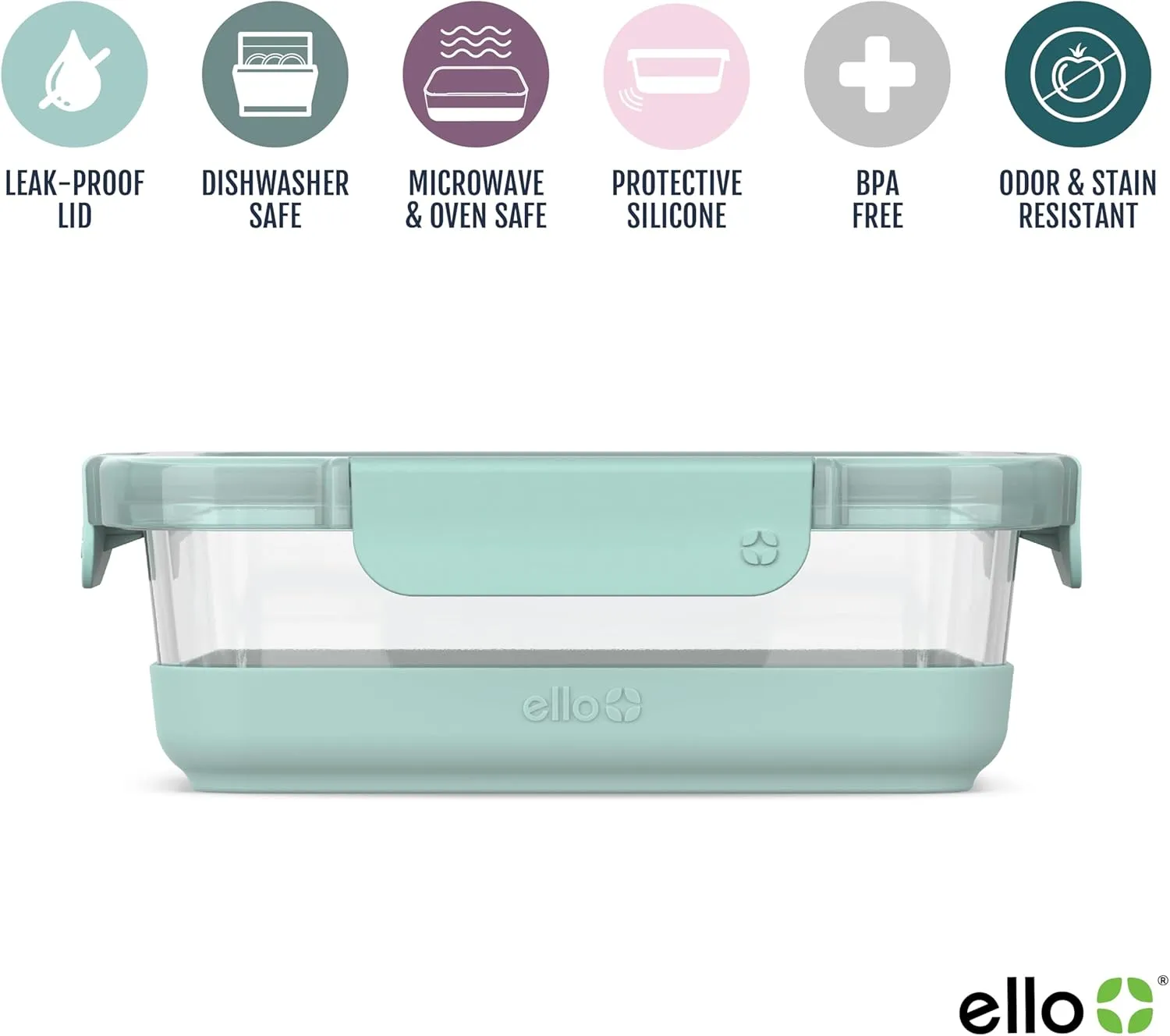 Ello Duraglass 3.4 Cup Meal Prep Sets 10Pc, 5 Pack Set- Glass Food Storage Container with Silicone Boot and Airtight BPA-Free Plastic Lids, Dishwasher, Microwave, and Freezer Safe, Garden Goals