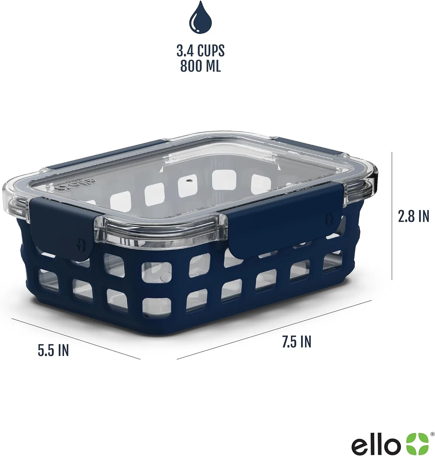 Ello Duraglass 3.4 Cup Meal Prep Sets 10Pc, 5 Pack Set- Glass Food Storage Container with Silicone Sleeve and Airtight BPA-Free Plastic Lids, Dishwasher, Microwave, and Freezer Safe, Evening Orchard