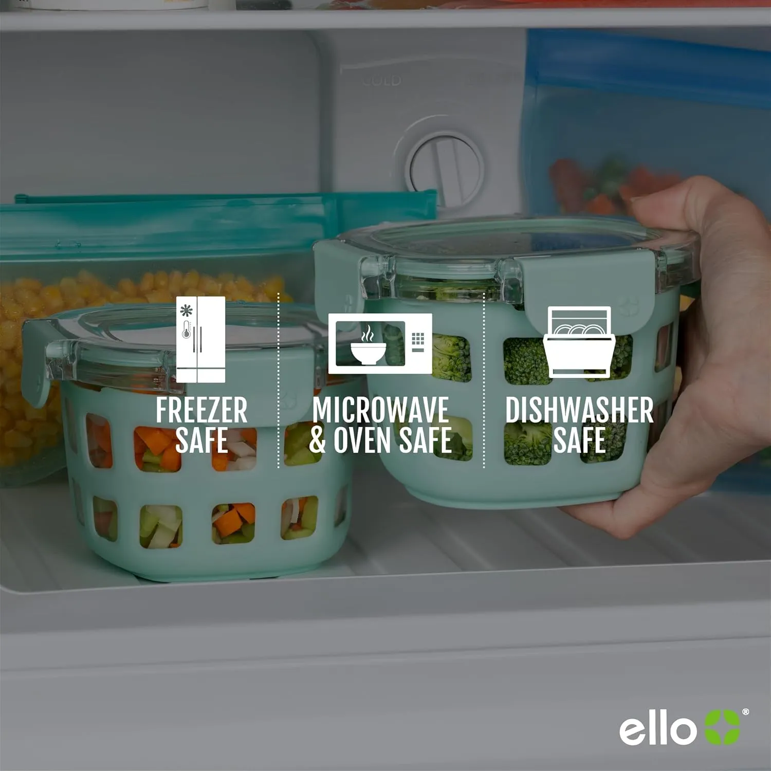 Ello Duraglass Glass Meal Prep Sets Leak-Proof Glass Food Storage Containers with Airtight BPA-Free Plastic Lids, Dishwasher, Microwave, and Freezer Safe