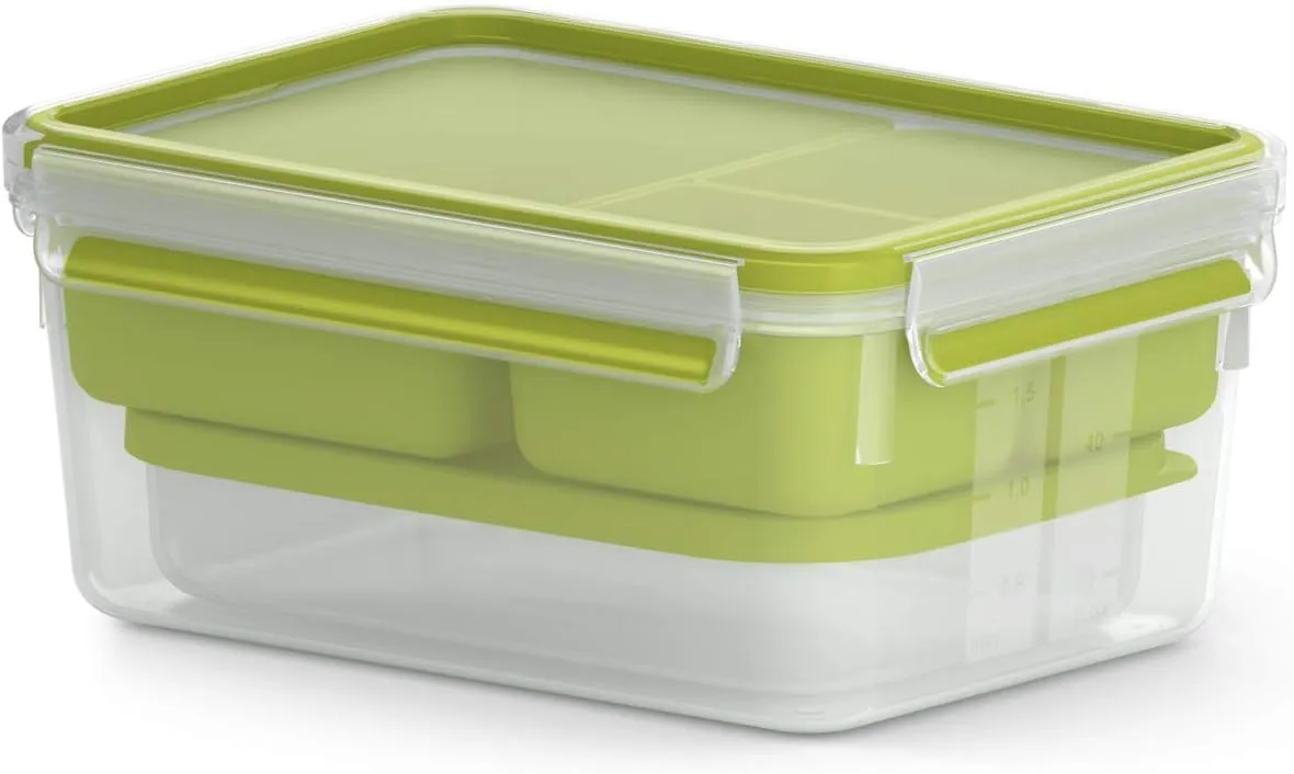 Emsa Clip & Go N1071600 Lunch Box, Plastic, Transparent/Green