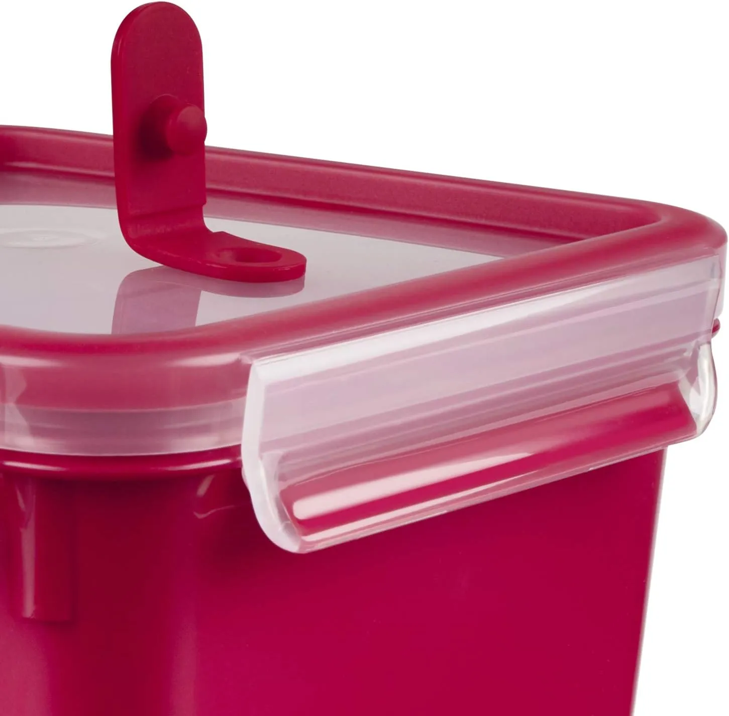 Emsa Clip & Micro N10604 Microwave Valve 1.3 L Square Lunch Box Integrated Measurements Made in Germany Red/Transparent