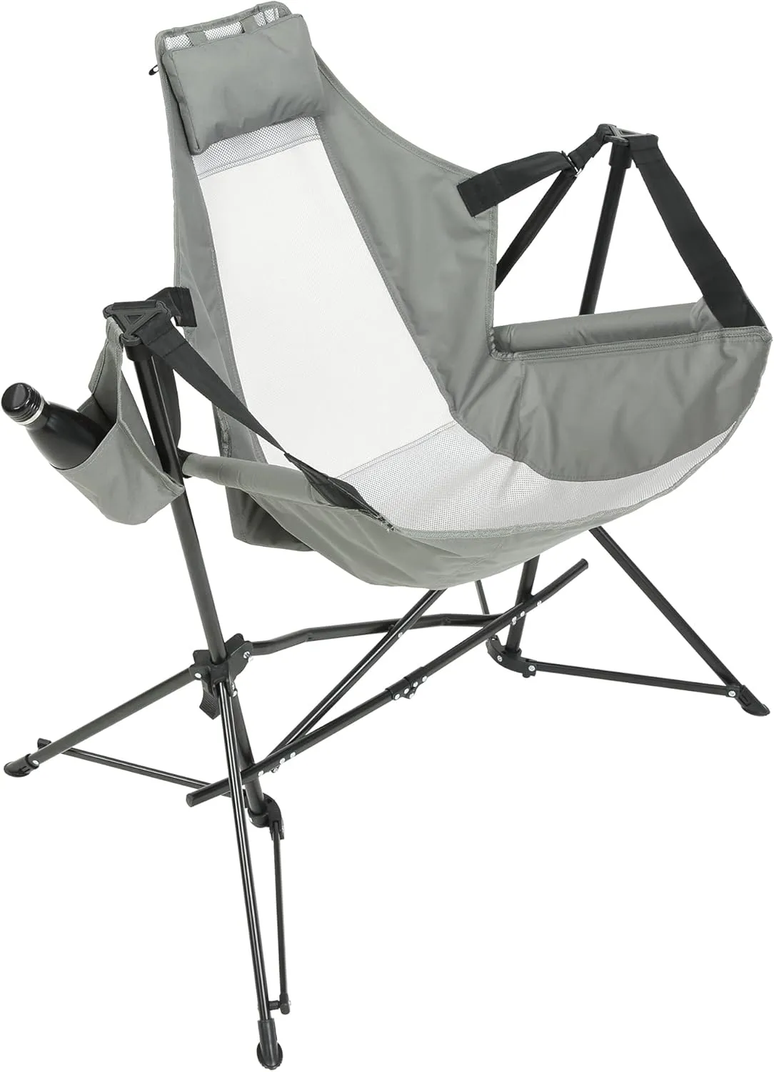 Enjoy Comfort with Portable Folding Hammock Chair, Sturdy Steel Frame, Adjustable Recline for Camping or Patio, Grey