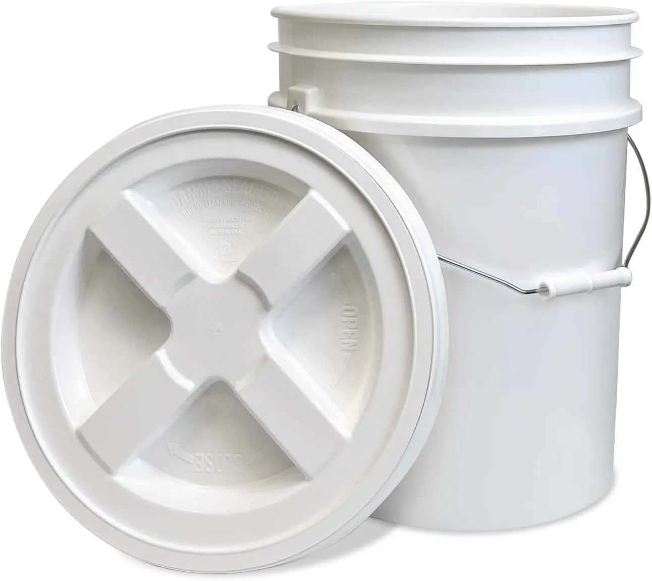 ePackageSupply Premium 5 Gallon Food Grade Plastic Pail with Gamma Seal Lid | Made in USA | BPA-Free | Heavy-Duty 90 Mil | Airtight Stackable Container, 6 Count