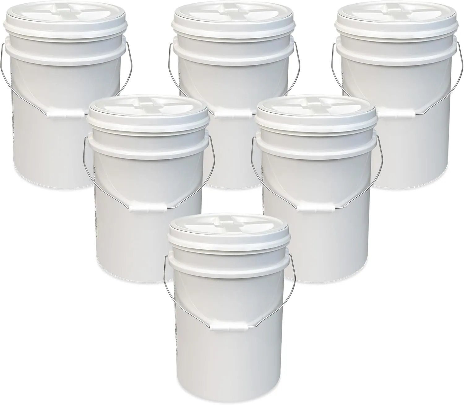 ePackageSupply Premium 5 Gallon Food Grade Plastic Pail with Gamma Seal Lid | Made in USA | BPA-Free | Heavy-Duty 90 Mil | Airtight Stackable Container, 6 Count