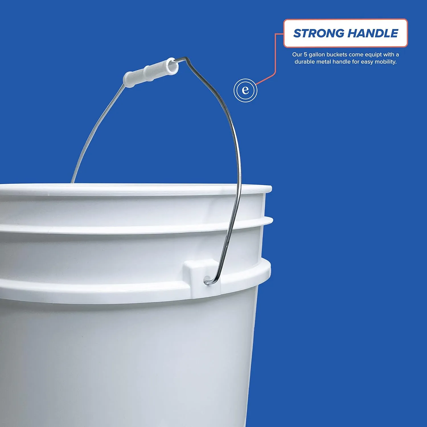 ePackageSupply Premium 5 Gallon Food Grade Plastic Pail with Gamma Seal Lid | Made in USA | BPA-Free | Heavy-Duty 90 Mil | Airtight Stackable Container, 6 Count