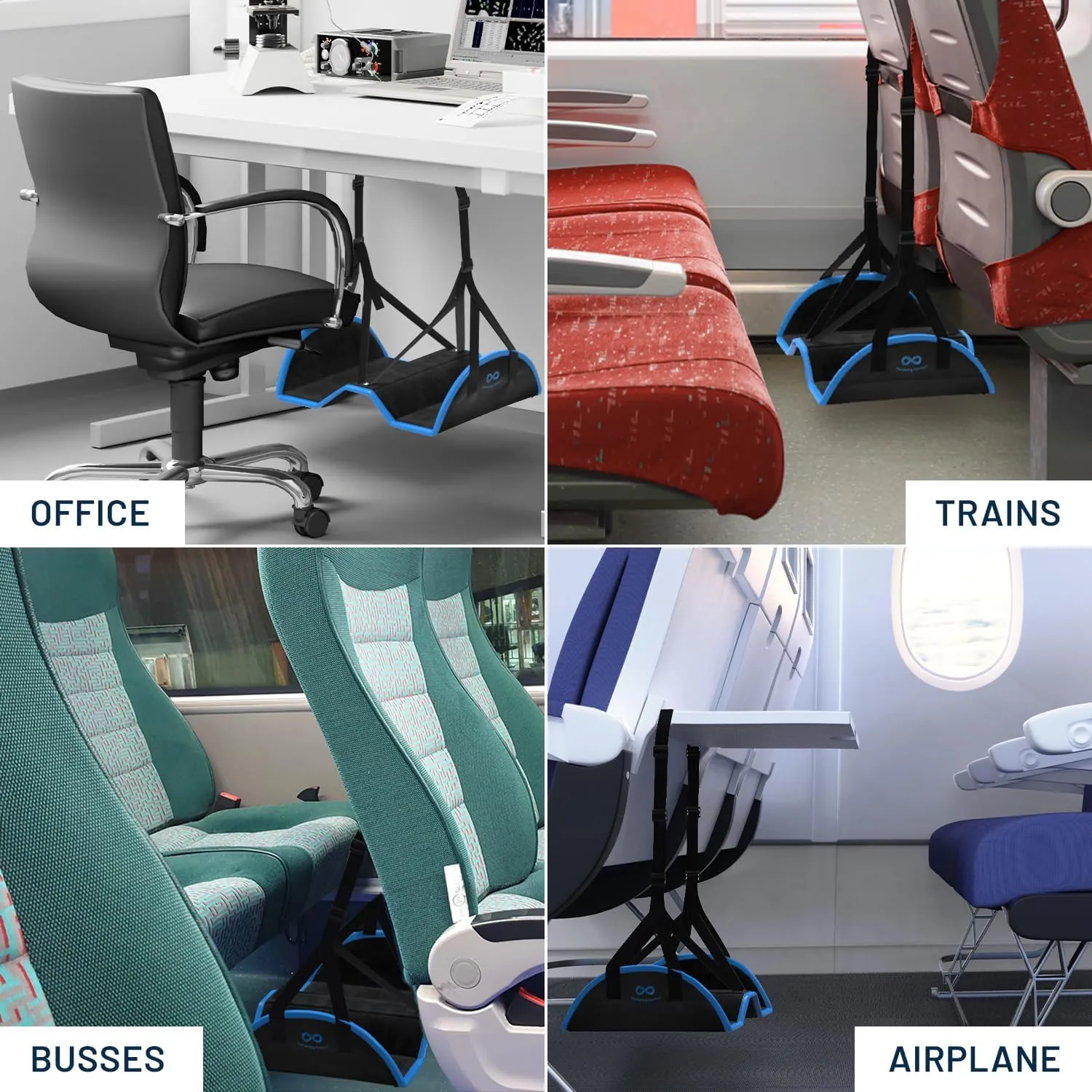 Everlasting Comfort Airplane Foot Hammock - Memory Foam Foot Rest for Plane Travel - Portable Foot Rest for Air Travel, Desk & Car - Airplane Essentials Foot Hammock for Plane Travel