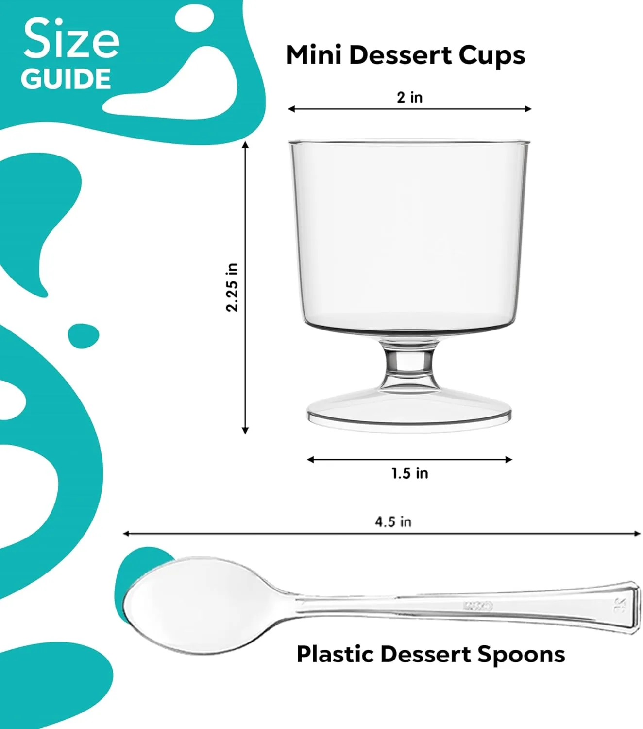 Exquisite Mini Dessert Cups With Spoons 1,000 Pcs - 2 Oz Round Clear Plastic Pudding Cups Disposable With Tasting Spoons 500 Sets | Mini Parfait Cup | Appetizer Cup For Party & Events