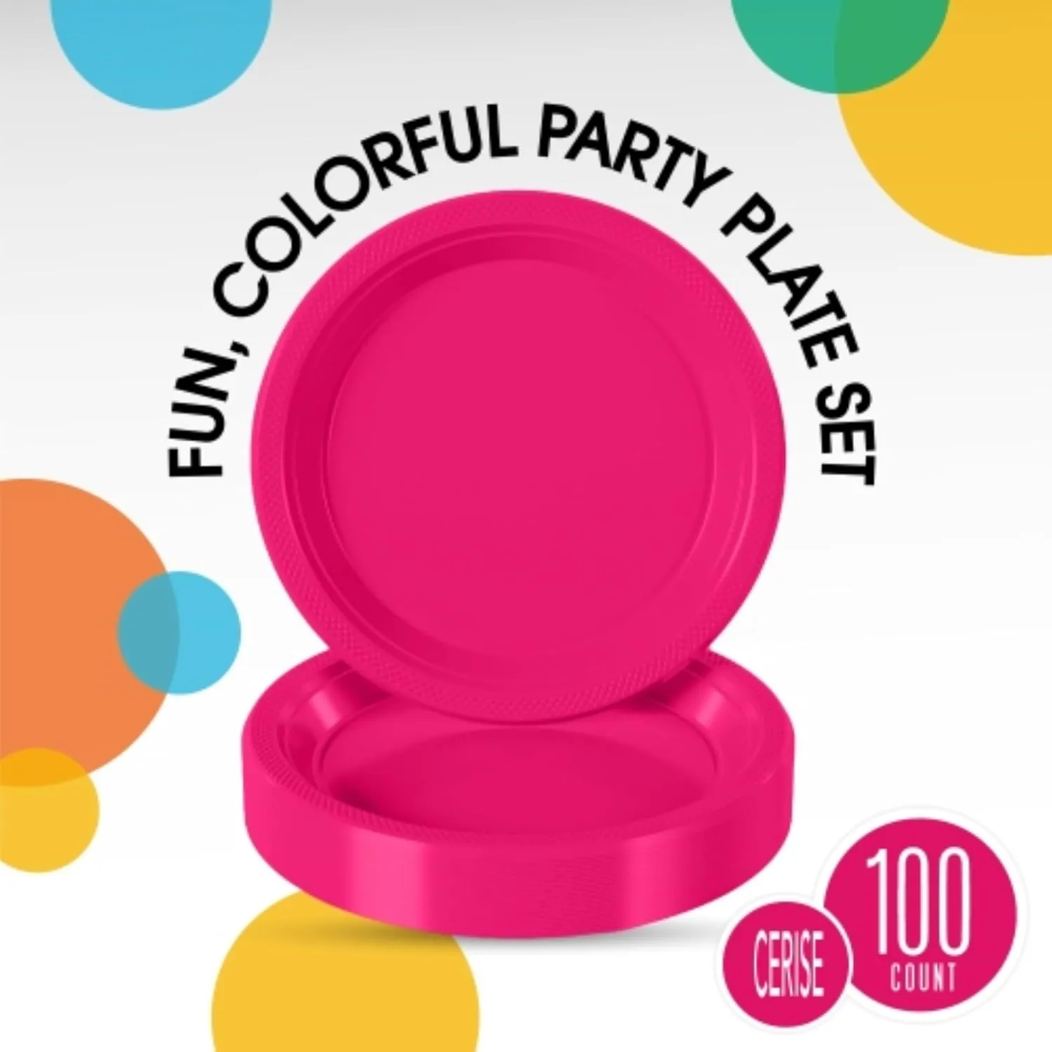 Exquisite Party Solids Cerise Plastic Plates For Party 9" Cerise Disposable Plates Heavy Duty Supplies 100 Pcs Plastic Dinnerware Sets Heavy Duty 350 GSM Disposable Dinnerware Set