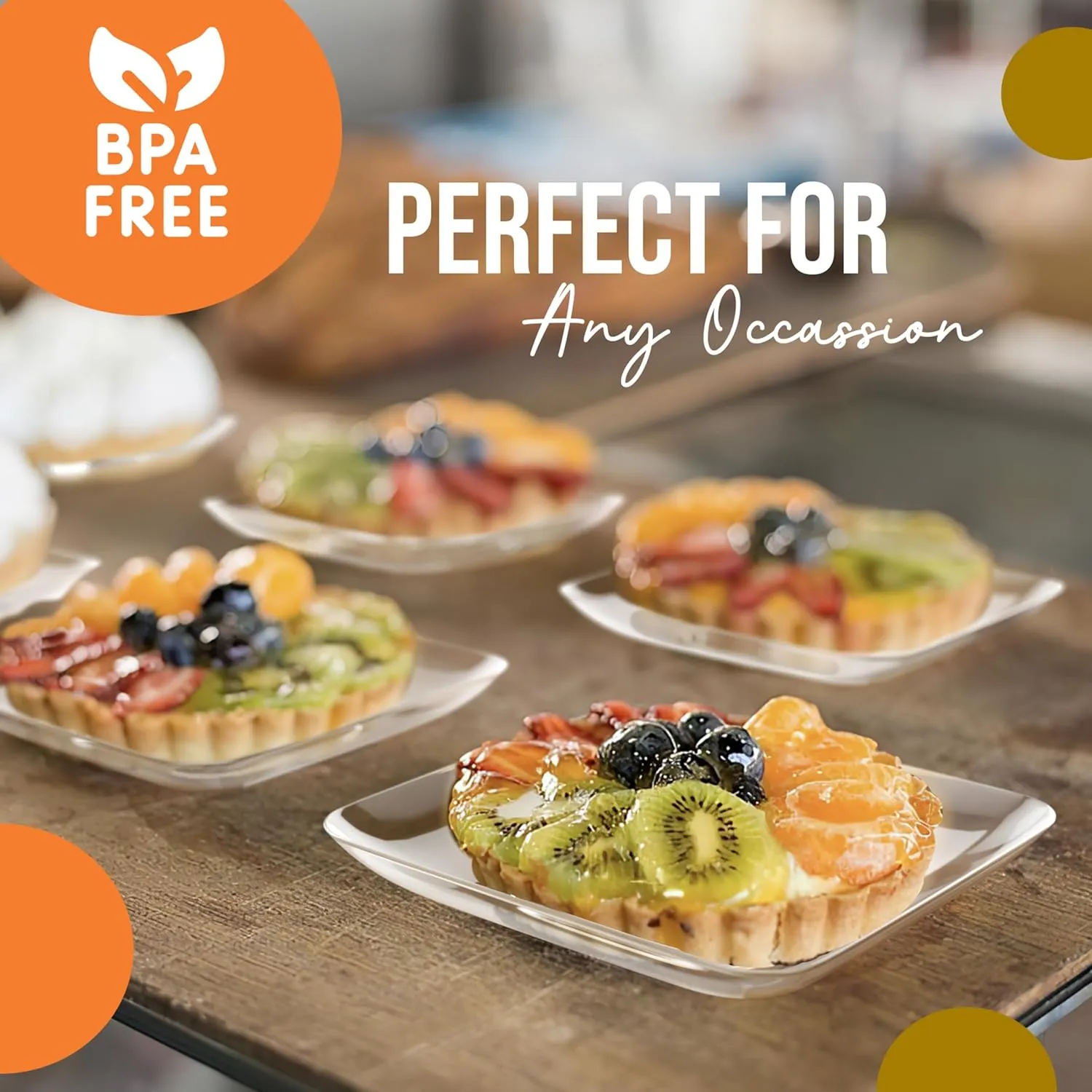 Exquisite Tiny Mini Dessert Plates - 240 Pack 2.4 In. x 2.4 In. Clear Disposable Appetizer Plates - Small Plastic BPA Free for Weddings