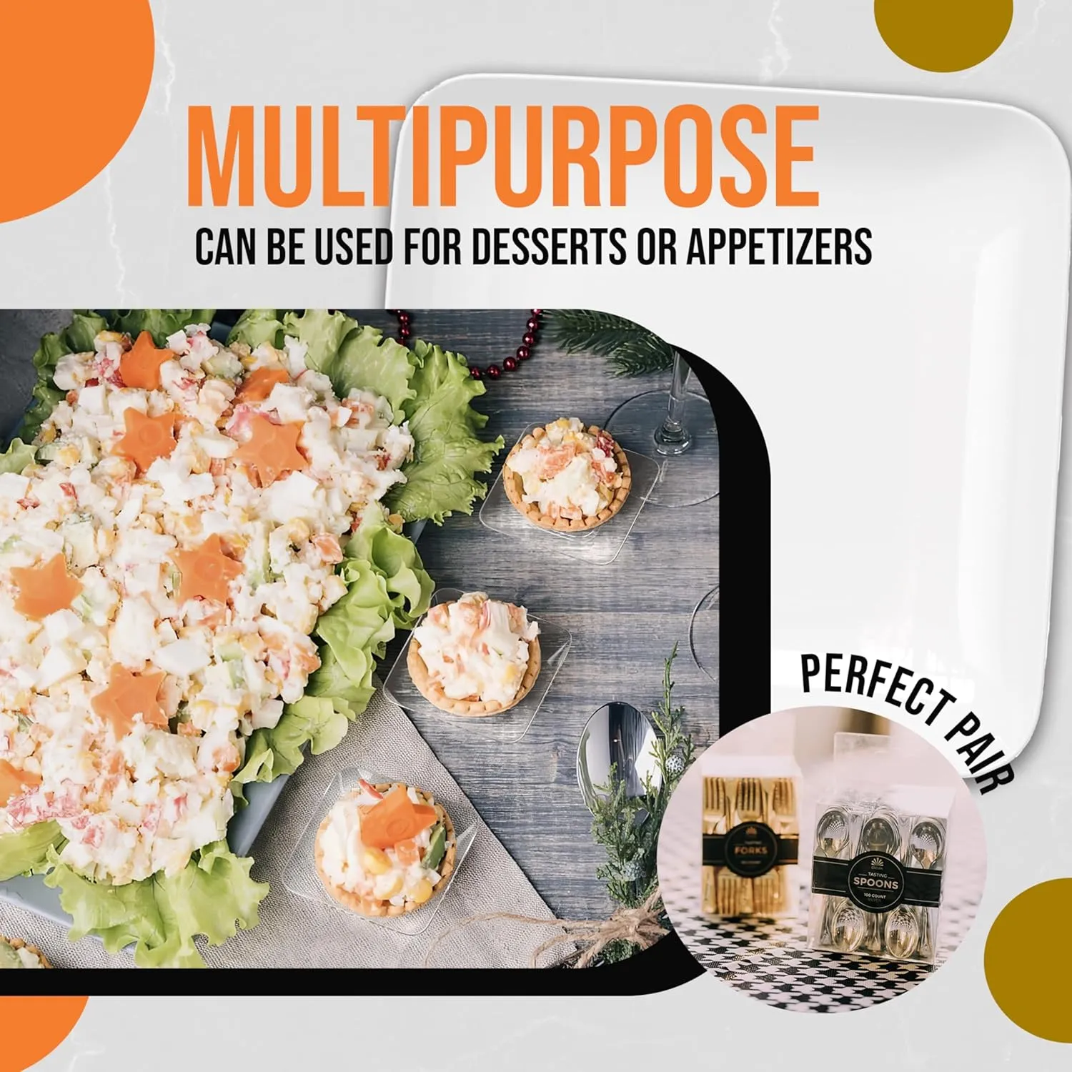 Exquisite Tiny Mini Dessert Plates - 240 Pack 2.4 In. x 2.4 In. Clear Disposable Appetizer Plates - Small Plastic BPA Free for Weddings
