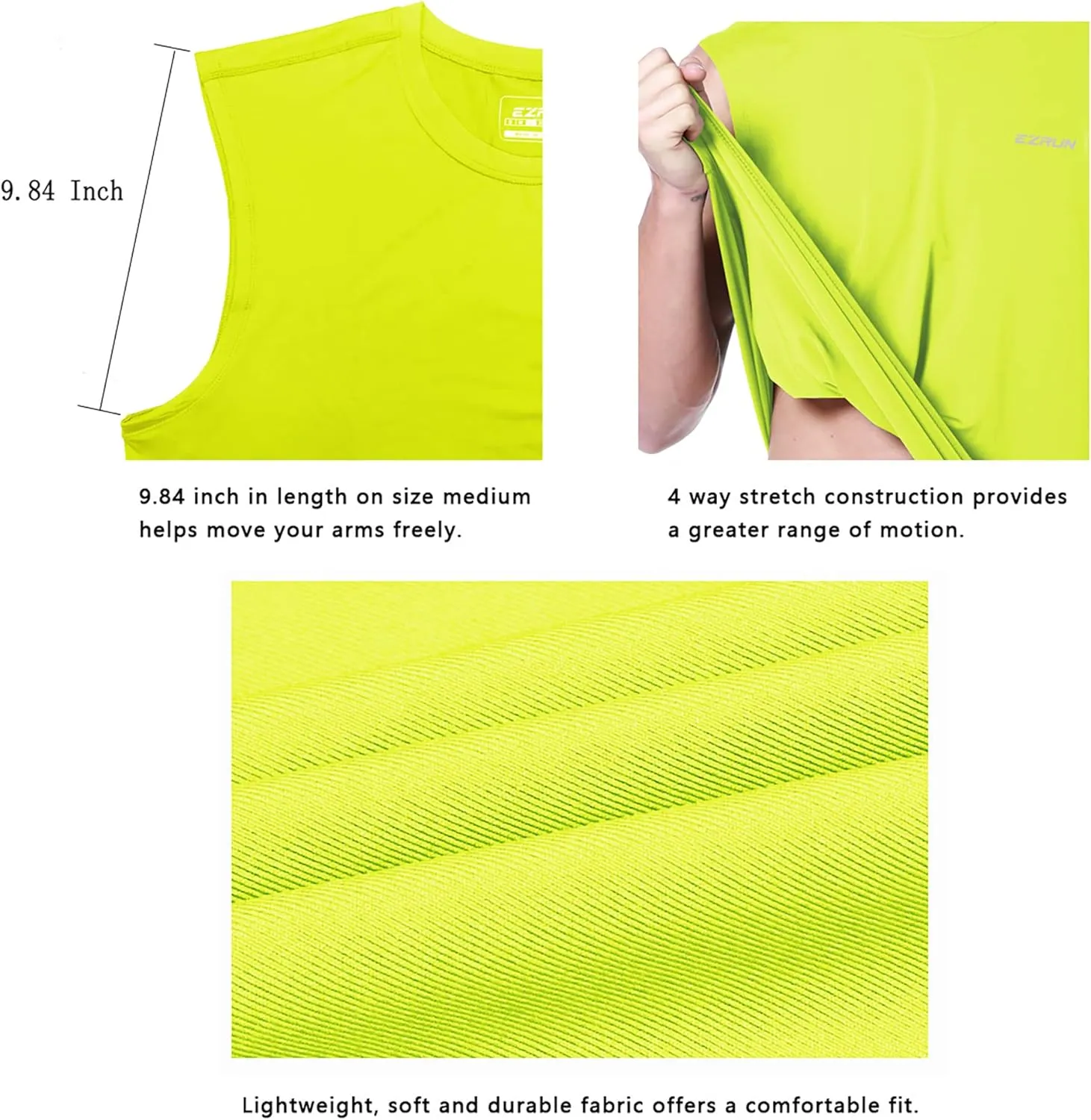 EZRUN Men's Sleeveless Shirt Quick Dry Workout Swim Shirt Gym Muscle Athletic Beach Tank Top Big and Tall