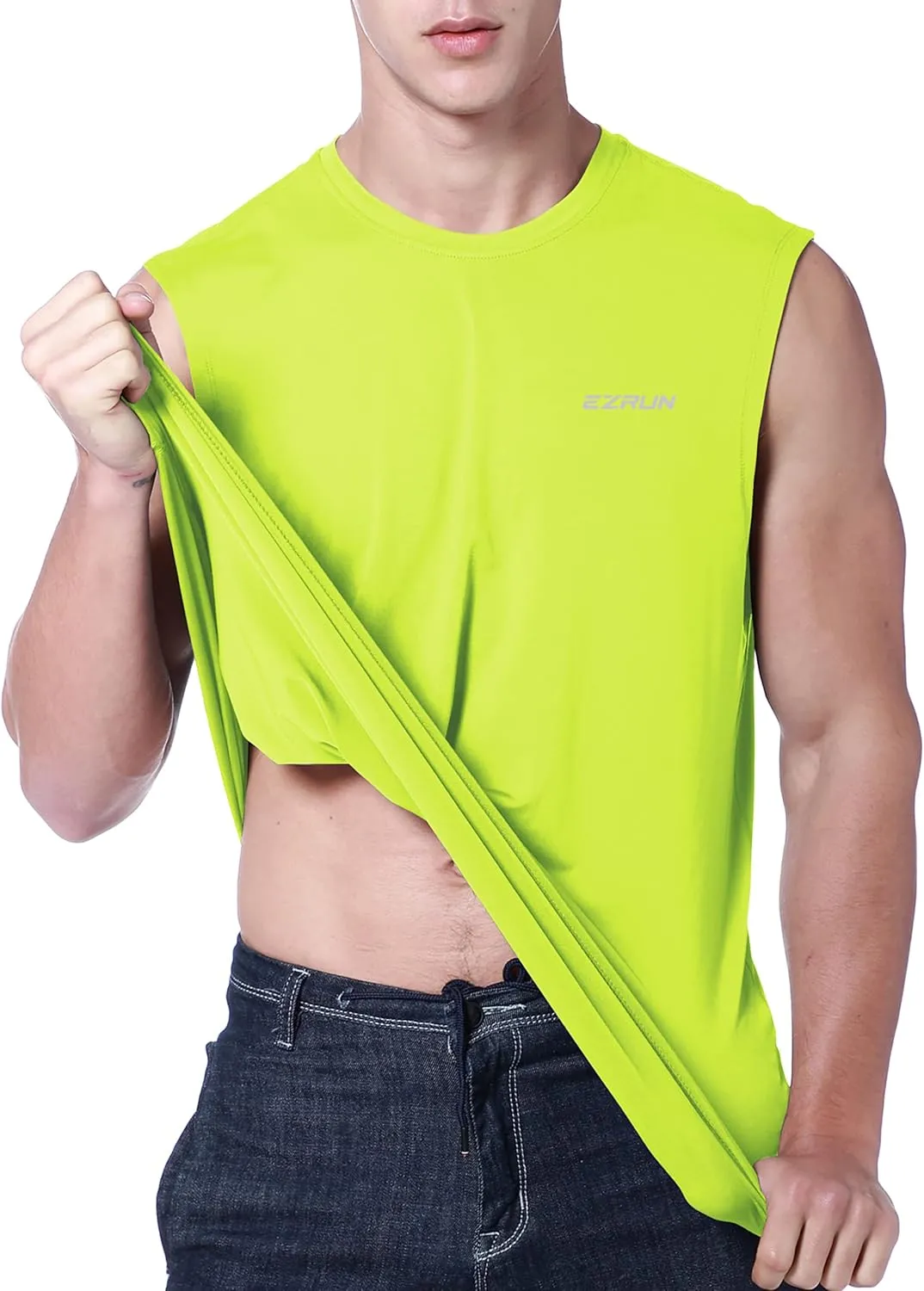 EZRUN Men's Sleeveless Shirt Quick Dry Workout Swim Shirt Gym Muscle Athletic Beach Tank Top Big and Tall