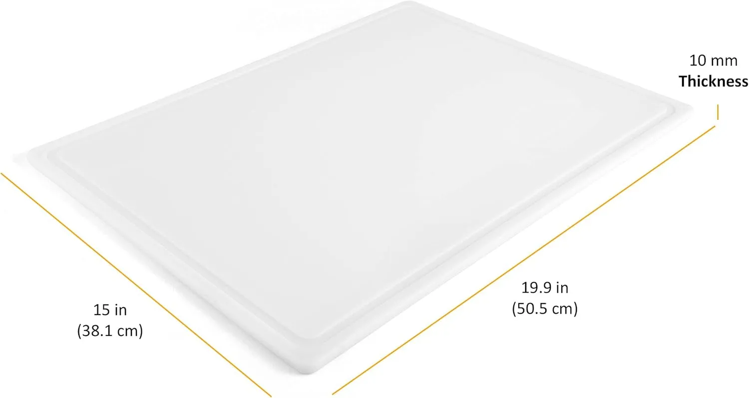 Farberware Extra-Large Plastic Cutting Board with Perimeter Juice Groove, Dishwasher-Safe Kitchen Chopping Board, 15x20-Inch, White