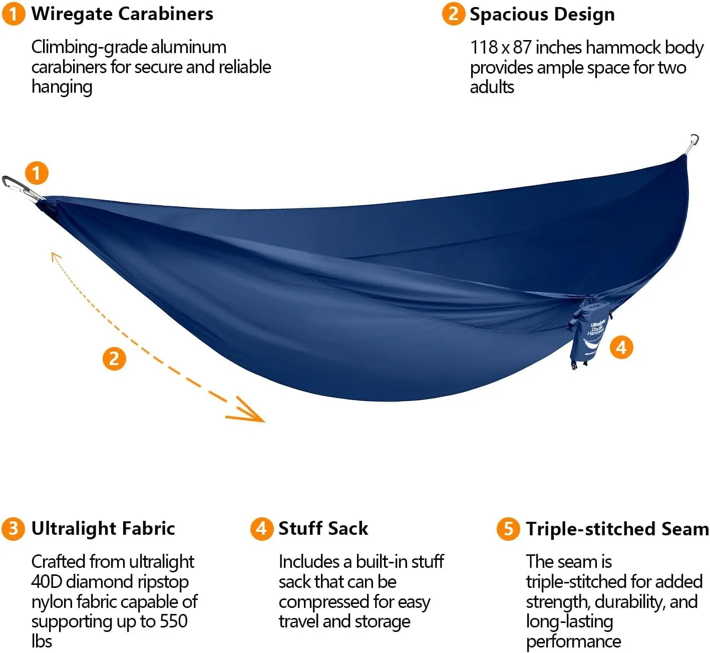 Fast Set-up in 3 Seconds Adjustable Portable Aluminum Alloy Hammock Stand for Outside with Chair Mode & Lounge Mode up to 105'' - 550 LBS Capacity - Compact & Portable & Stable on Any Terrain