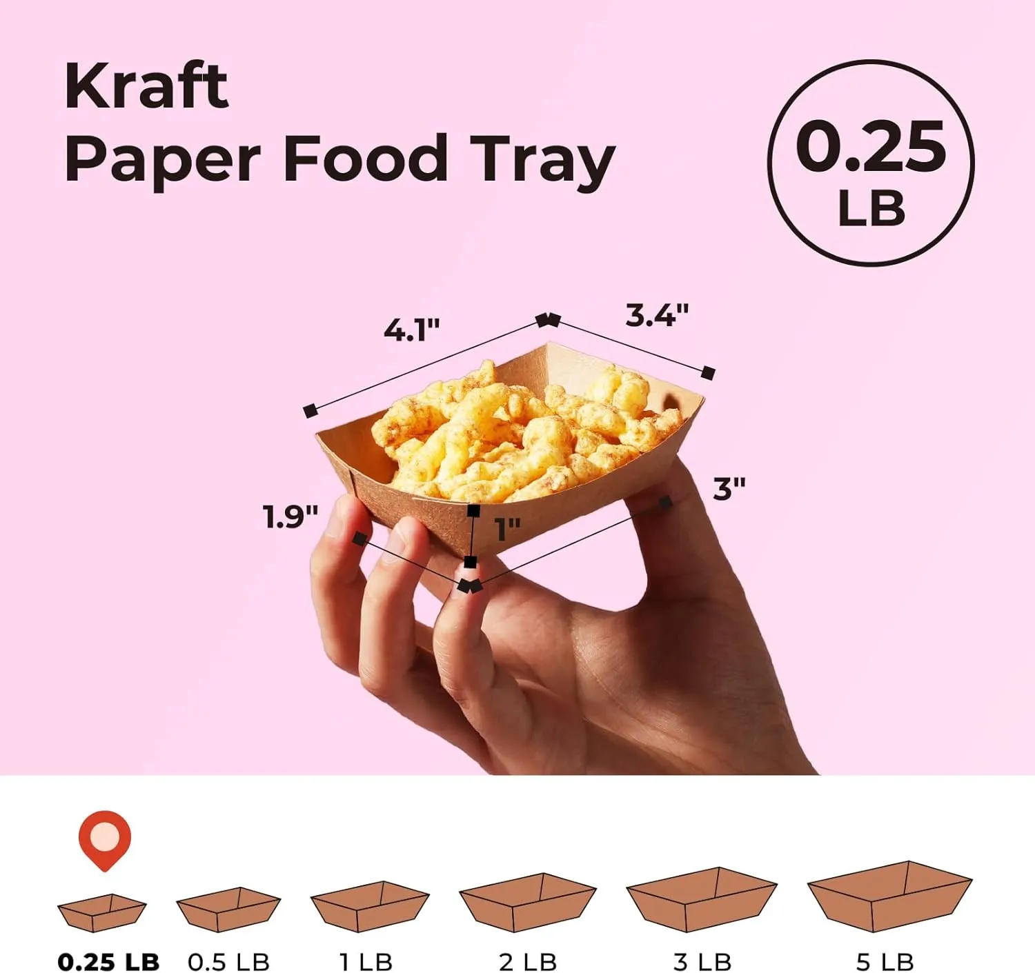 Fit Meal Prep [250 Pack 0.25 lb Paper Food Boats Heavy Duty Disposable Food Trays, Kraft Brown Nacho Tray for Parties Fairs Picnics Carnivals, Holds Sause Candies Nut Grease Resistant