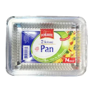FOILRITE Rectanguar Shape Disposable Aluminum Pan with Dome Lid 14PK (2 1/4lb)