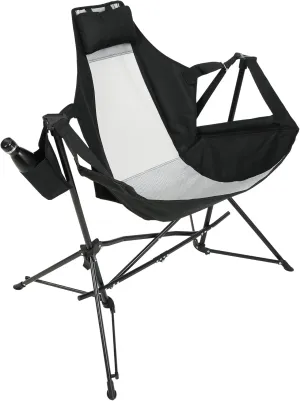 Folding Hammock Camping Chair for Ultimate Relaxation, Sturdy Adjustable Rocking Chair with Cup Holder, Portable Design for Outdoor Adventures, Black