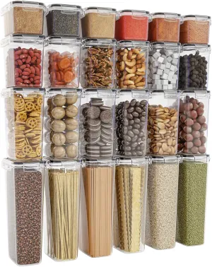 Food Storage Containers With Lids Airtight - 24 PCS With Label - BPA Free Cereal Containers Storage,Plastic Pantry Kitchen Organizers and Storage for Dry Goods,Chip,Grain Sugar and Flour Organizing