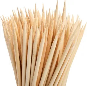 Frcctre 1000 Pack Natural Bamboo Skewers, 7 Inch 5mm Thick Bamboo Sticks Caramel Candy Apple Sticks, Pointed Stick for BBQ Corn Dog Lollipop Fruit Kabob
