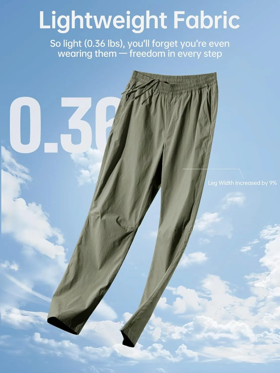FREE SOLDIER Men's Elastic Waist Water Resistant Quick-Dry Hiking Outdoor Joggers Workout Sweatpants Pants