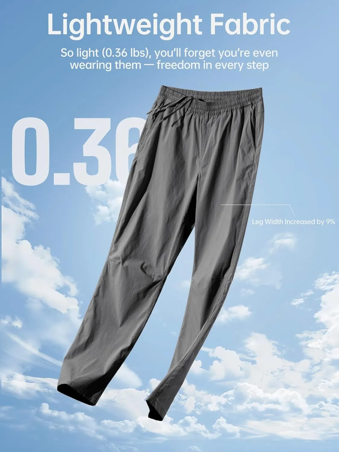 FREE SOLDIER Men's Elastic Waist Water Resistant Quick-Dry Hiking Outdoor Workout Casual Pants