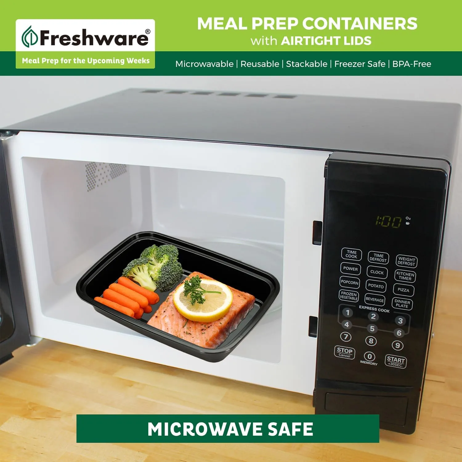 Freshware Meal Prep Containers [50 Pack] 1 Compartment with Lids, Food Storage Containers, Bento Box, BPA Free, Stackable, Microwave/Dishwasher/Freezer Safe (24 oz)