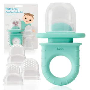 Frida Baby Push Pop Feeder, Baby Fruit Food Feeder to Safely Introduce New Foods, Fresh   Frozen, Silicone, BPA Free, Dishwasher Safe | 3 Count, Teal