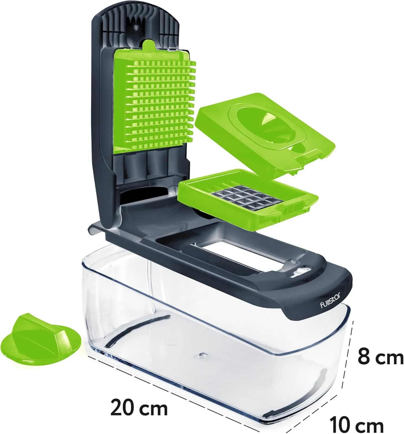 Fullstar Vegetable Chopper and Spiralizer - Food Chopper with Container, Fruit Slicer, Kitchen Gadgets & Accessories, Home Essentials (4 in 1, Gray/Green)