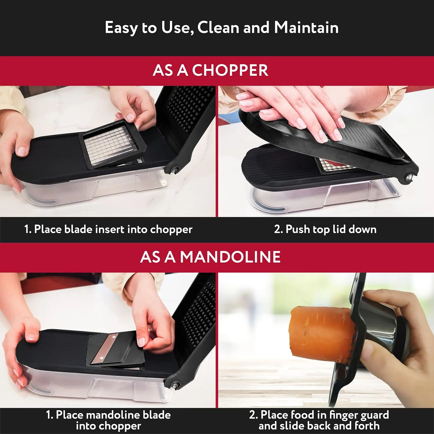Fullstar Vegetable Chopper, Mandoline Slicer - Cheese Grater, Food Chopper with Container, Kitchen Gadgets, Home Essentials (6-in-1, Black)
