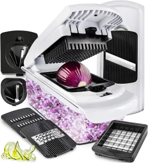 Fullstar Vegetable Chopper, Mandoline Slicer - Cheese Grater, Food Chopper with Container, Kitchen Gadgets, Home Essentials (7-in-1, White/Black)