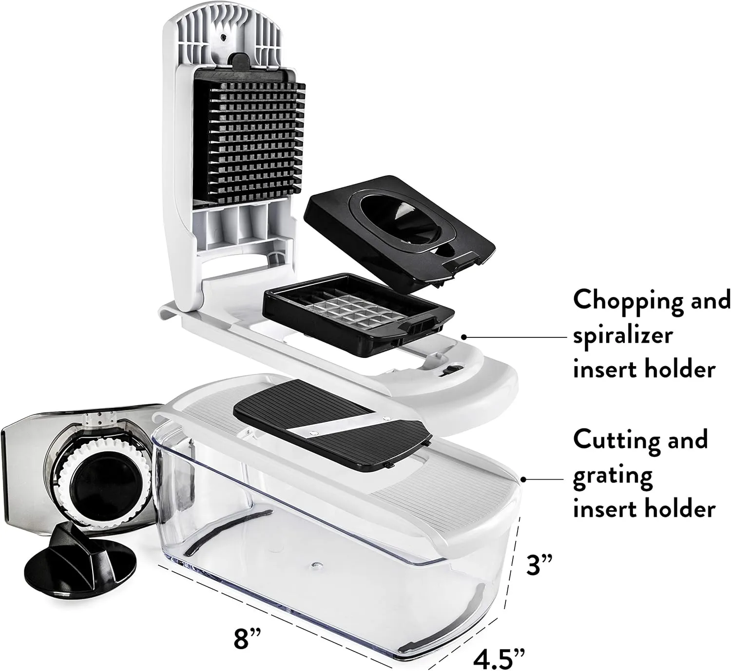 Fullstar Vegetable Chopper, Mandoline Slicer - Cheese Grater, Food Chopper with Container, Kitchen Gadgets, Home Essentials (7-in-1, White/Black)