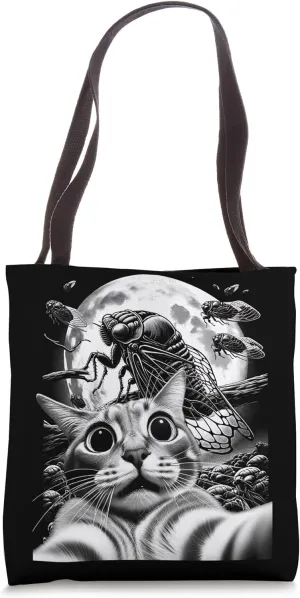 Funny Swarm 17 Year Cicada Reemergence Cat Selfie Cicadas Tote Bag