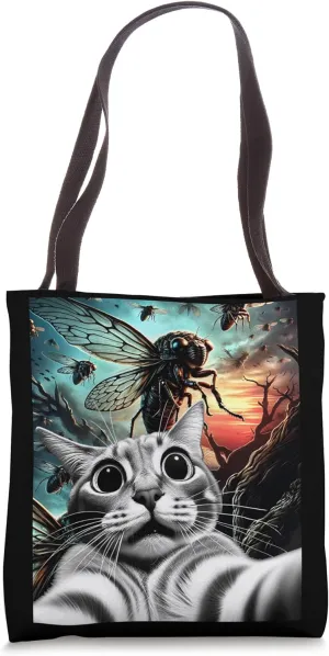 Funny Swarm 17 Year Cicada Reemergence Cat Selfie Cicadas Tote Bag