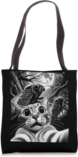 Funny Swarm 17 Year Cicada Reemergence Cat Selfie Cicadas Tote Bag
