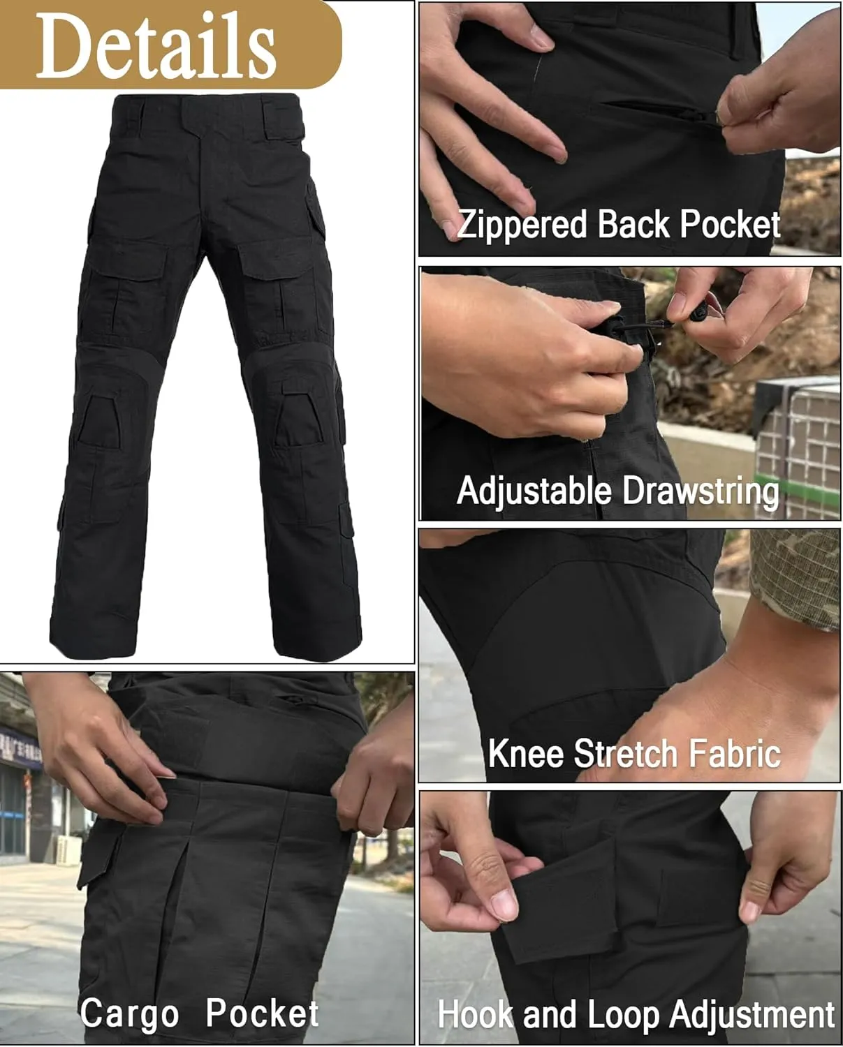G3 Tactical Combat Pants, Men's Military Ripstop Camo Army Pants for Outdoor Hunting Paintballing - No Kneepad