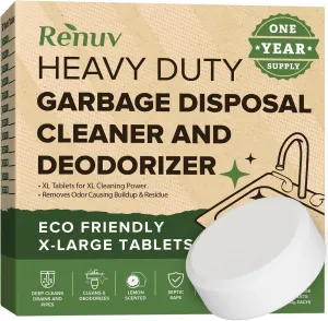 Garbage Disposal Cleaner and Deodorizer Tablets Drain Freshener, Foaming Citrus Scent, Sink Odor Remover for Kitchen Garbage Disposer Cleaning (12 XL Tablets - One Year Supply)