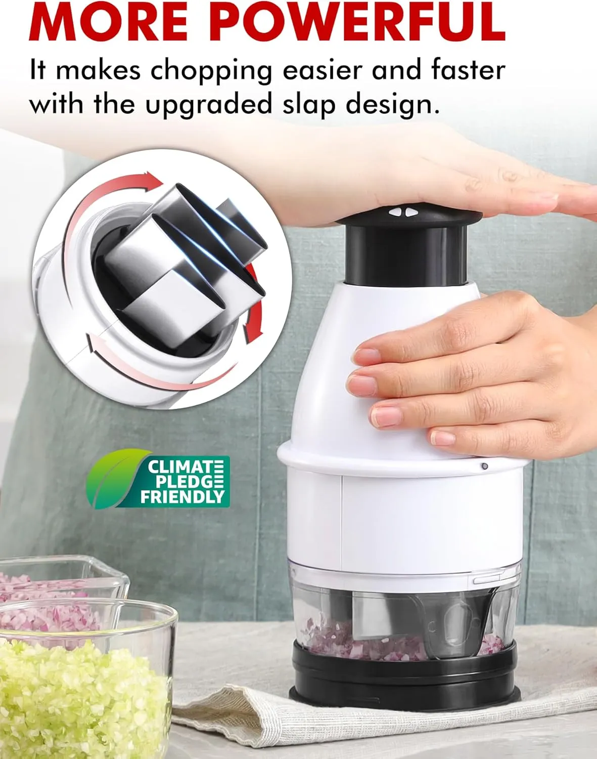 Geedel Food Chopper Vegetable Cutter, Easy to Clean Manual Veggie Onion Garlic Nut Chopper Dicer, Dishwasher Safe Vegetable Chopper with Container for Onions Nuts Garlic Veggies Salads, No BPA, White