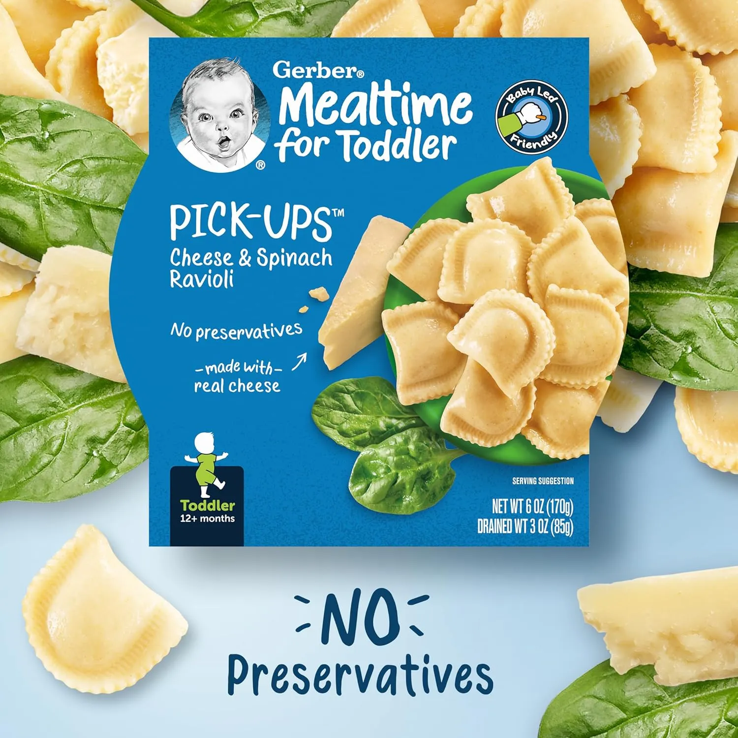 Gerber Pick-ups Cheese & Spinach Ravioli, 6 Ounce (Pack of 8)