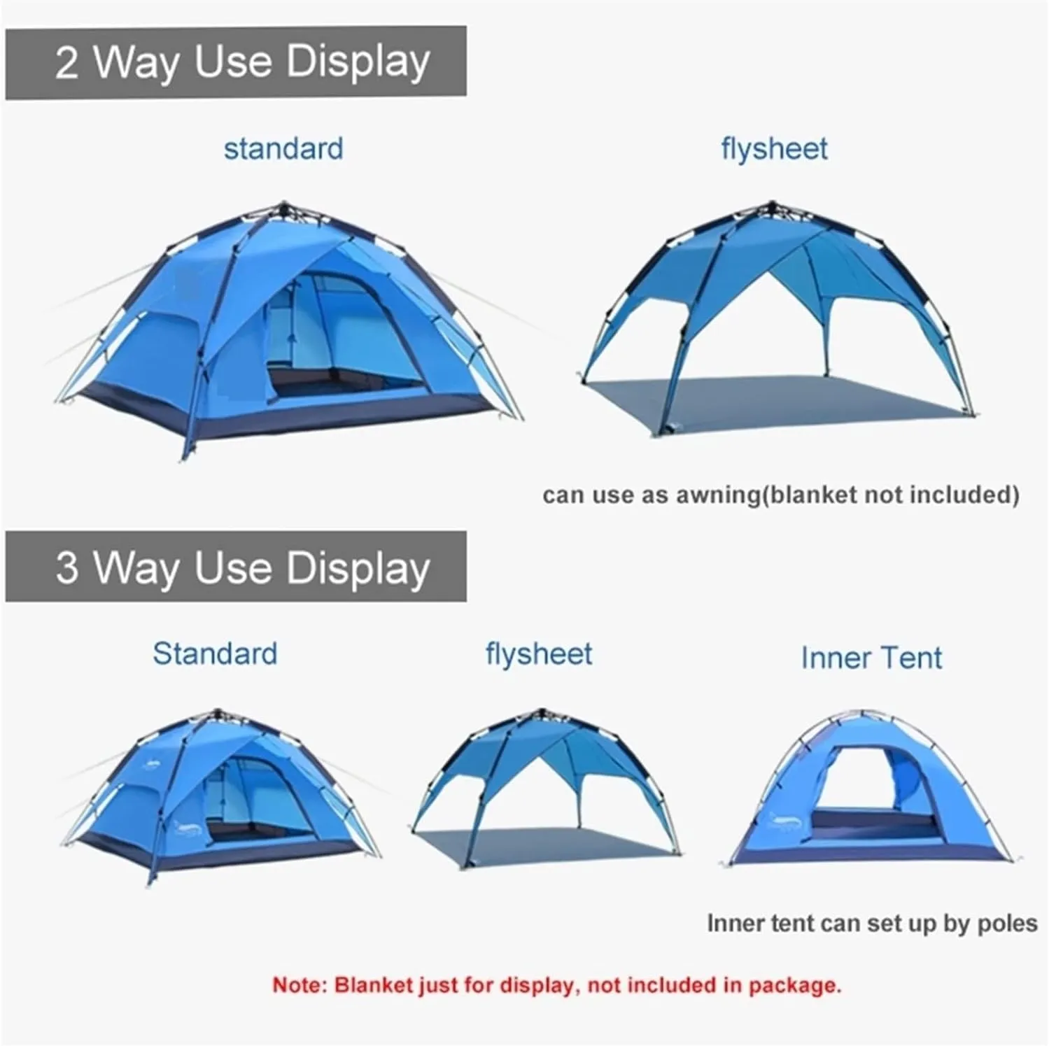 GERRIT 3-4 Person Camping Tent, Instant Pop-up Tent, Double-Layer Waterproof Home Tent for Hiking Backpacks (Color : C, Size : 200x180x130cm)
