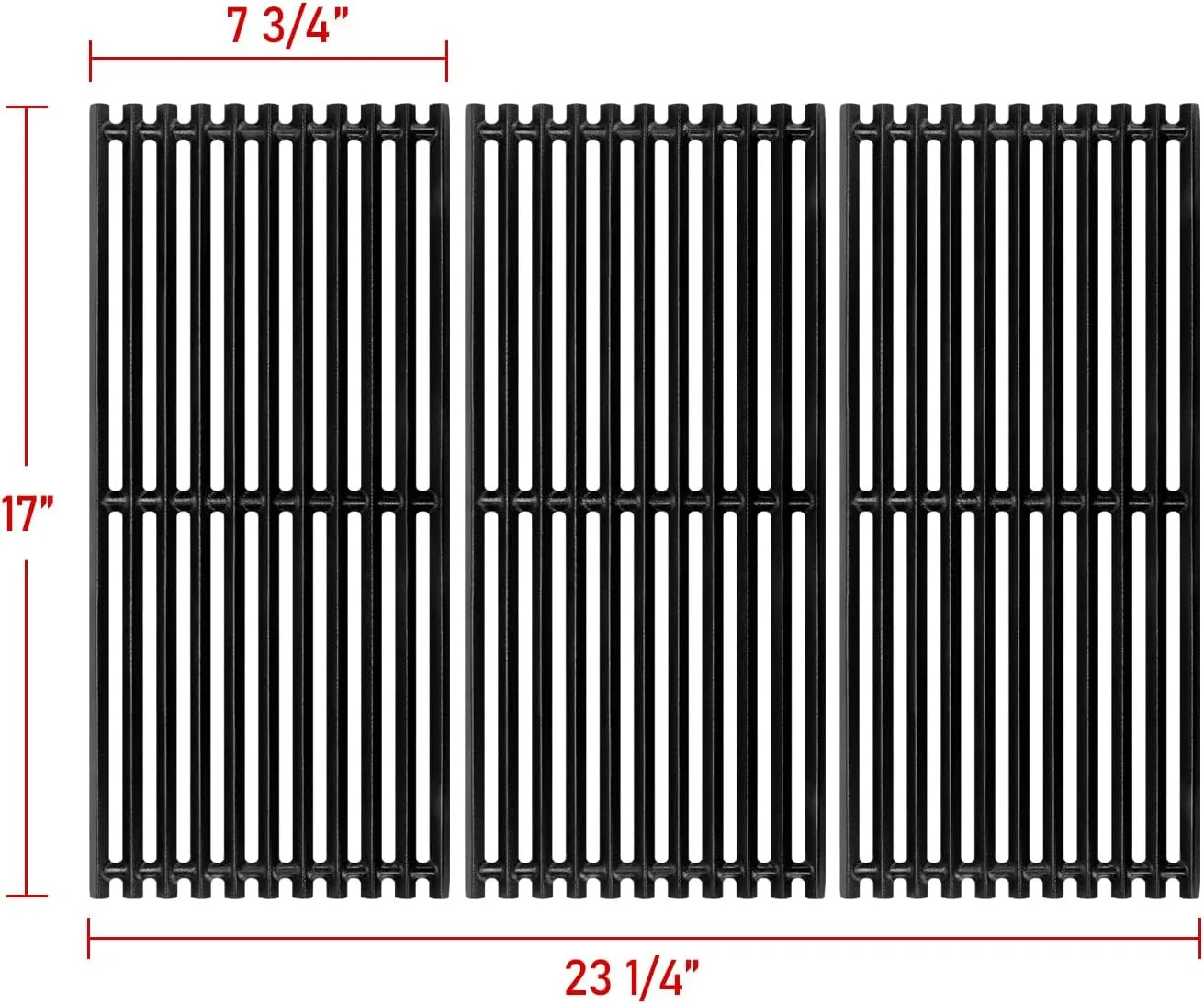 GGC 17" Grill Grates Replacement for Charbroil Infrared 3 Burner 463242515 463242516 G466-0025-W1A 463243016 463246018 463346017, Cast Iron Charbroil Grill Replacement Parts