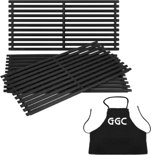 GGC 17" Grill Grates Replacement for Charbroil Infrared 3 Burner 463242515 463242516 G466-0025-W1A 463243016 463246018 463346017, Cast Iron Grill Grates and an Apron