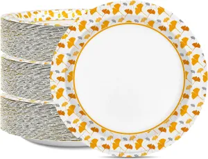 Ginkgo Paper Plates 8.5 Inch Bulk 150 Count, Thickened Heavy Duty Disposable Paper Plates for Party and Dinner