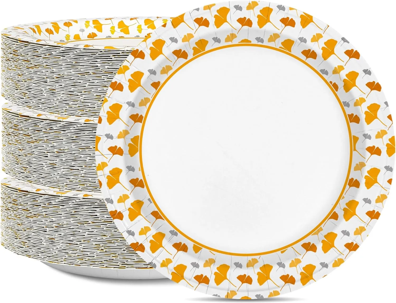 Ginkgo Paper Plates 8.5 Inch Bulk 150 Count, Thickened Heavy Duty Disposable Paper Plates for Party and Dinner
