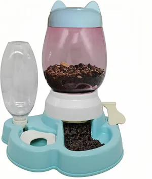 GKYZBB Blue Automatic Dog Cat Feeder and Water Dispenser Gravity Food Feeder and Waterer Set with Pet Food Bowl for Small Medium Dog Puppy Kitten